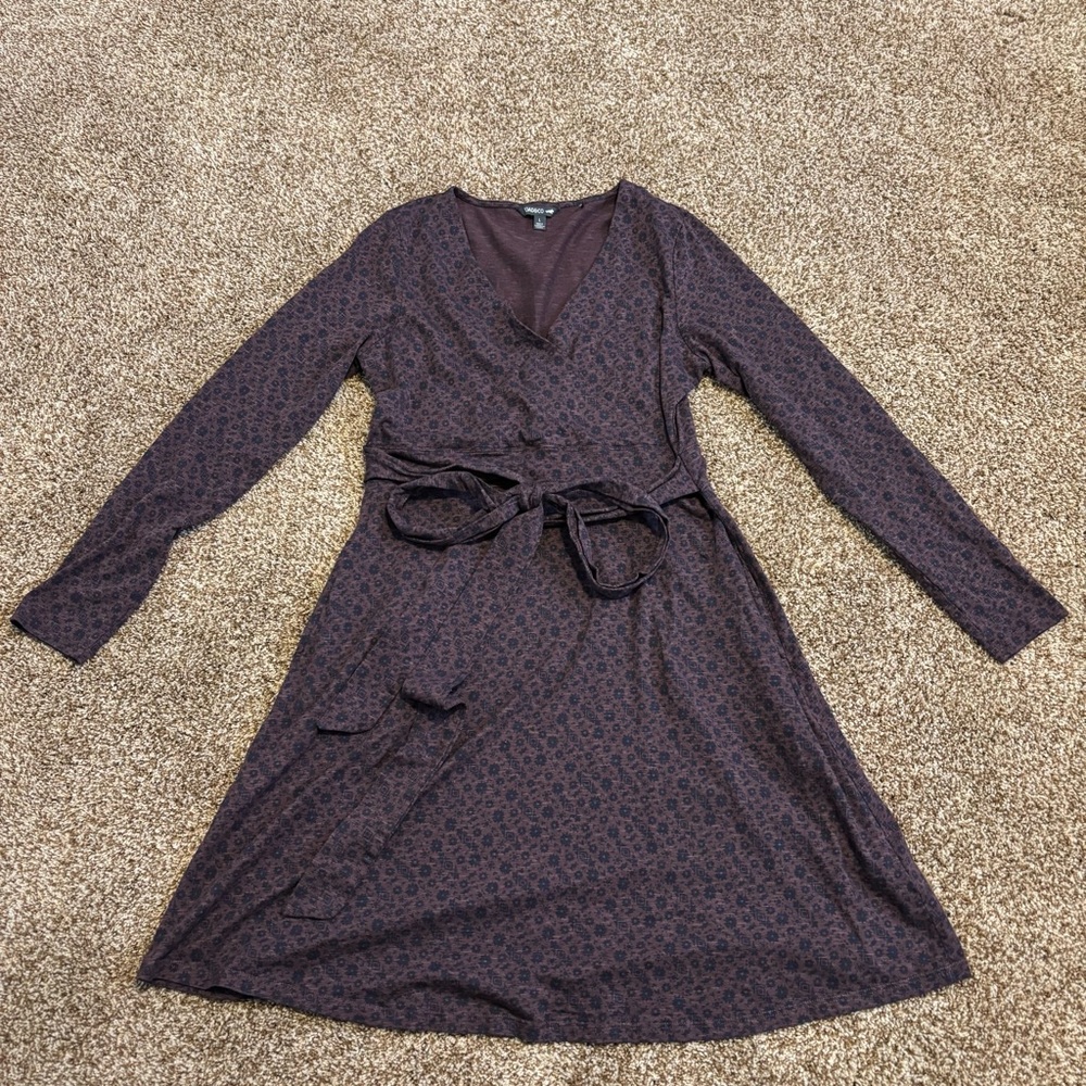 Toad&Co || Cue Faux Wrap Dress Organic Cotton Blend Size L